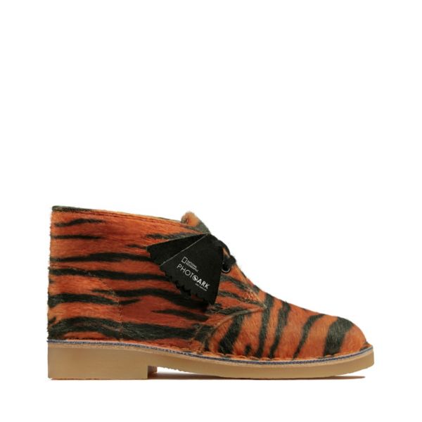 Clarks Girls Desert Boot Casual Shoes Tiger Print | USA-4816053